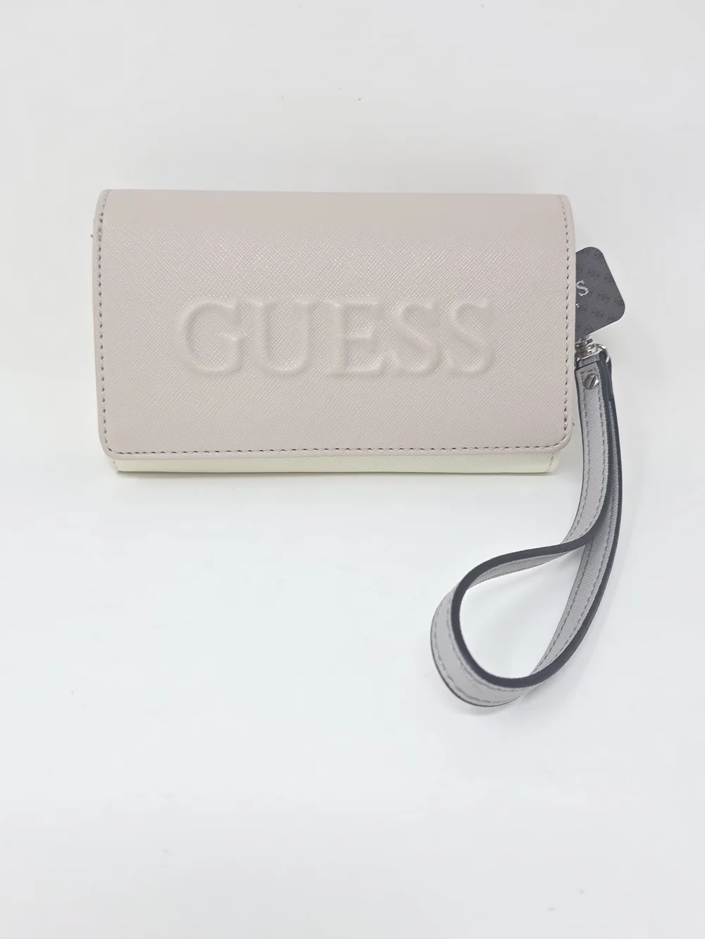 RARE GUESS Laken Smartphone Wristlet Wallet Phone Compartment Spellout Blush NWT
